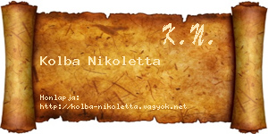 Kolba Nikoletta névjegykártya